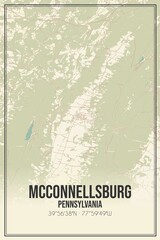 Retro US city map of McConnellsburg, Pennsylvania. Vintage street map.