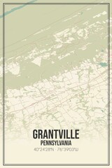 Retro US city map of Grantville, Pennsylvania. Vintage street map.