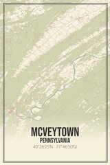 Retro US city map of McVeytown, Pennsylvania. Vintage street map.