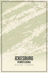 Retro US city map of Ickesburg, Pennsylvania. Vintage street map.