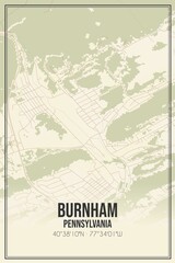 Retro US city map of Burnham, Pennsylvania. Vintage street map.