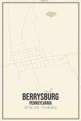 Retro US city map of Berrysburg, Pennsylvania. Vintage street map.