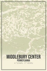 Retro US city map of Middlebury Center, Pennsylvania. Vintage street map.