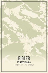 Retro US city map of Bigler, Pennsylvania. Vintage street map.