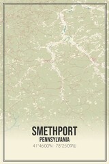 Retro US city map of Smethport, Pennsylvania. Vintage street map.