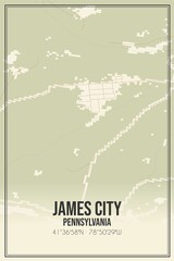 Retro US city map of James City, Pennsylvania. Vintage street map.