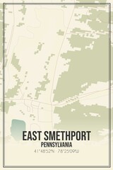 Retro US city map of East Smethport, Pennsylvania. Vintage street map.