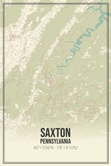 Retro US city map of Saxton, Pennsylvania. Vintage street map.