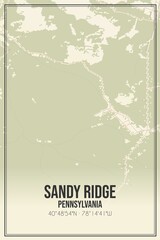 Retro US city map of Sandy Ridge, Pennsylvania. Vintage street map.