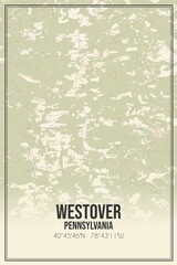 Retro US city map of Westover, Pennsylvania. Vintage street map.