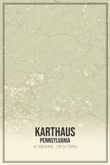 Retro US city map of Karthaus, Pennsylvania. Vintage street map.