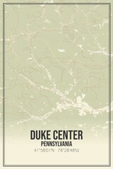 Retro US city map of Duke Center, Pennsylvania. Vintage street map.