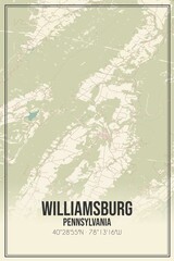 Retro US city map of Williamsburg, Pennsylvania. Vintage street map.