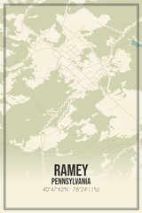 Retro US city map of Ramey, Pennsylvania. Vintage street map.