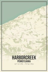 Retro US city map of Harborcreek, Pennsylvania. Vintage street map.