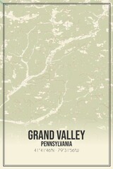 Retro US city map of Grand Valley, Pennsylvania. Vintage street map.