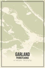 Retro US city map of Garland, Pennsylvania. Vintage street map.