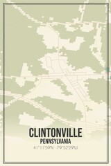 Retro US city map of Clintonville, Pennsylvania. Vintage street map.