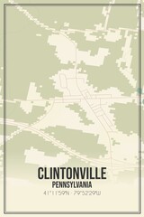 Fototapeta premium Retro US city map of Clintonville, Pennsylvania. Vintage street map.