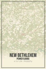 Retro US city map of New Bethlehem, Pennsylvania. Vintage street map.