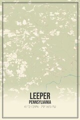Retro US city map of Leeper, Pennsylvania. Vintage street map.