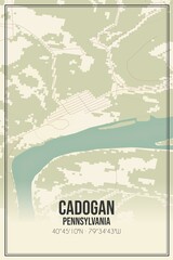 Retro US city map of Cadogan, Pennsylvania. Vintage street map.
