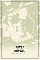 Retro US city map of Beyer, Pennsylvania. Vintage street map.
