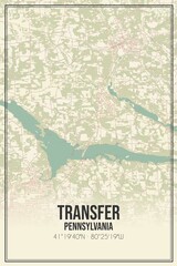 Retro US city map of Transfer, Pennsylvania. Vintage street map.