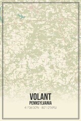 Retro US city map of Volant, Pennsylvania. Vintage street map.