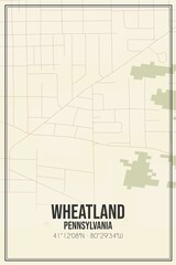 Retro US city map of Wheatland, Pennsylvania. Vintage street map.