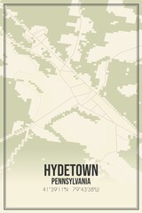 Retro US city map of Hydetown, Pennsylvania. Vintage street map.