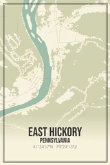 Retro US city map of East Hickory, Pennsylvania. Vintage street map.