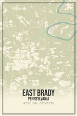Retro US city map of East Brady, Pennsylvania. Vintage street map.