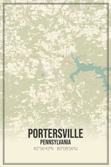 Retro US city map of Portersville, Pennsylvania. Vintage street map.