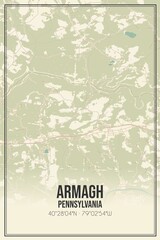 Retro US city map of Armagh, Pennsylvania. Vintage street map.