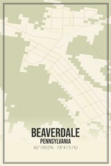Retro US city map of Beaverdale, Pennsylvania. Vintage street map.