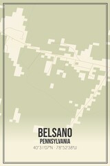 Retro US city map of Belsano, Pennsylvania. Vintage street map.