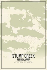 Retro US city map of Stump Creek, Pennsylvania. Vintage street map.