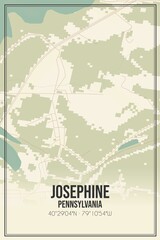 Retro US city map of Josephine, Pennsylvania. Vintage street map.