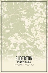 Fototapeta premium Retro US city map of Elderton, Pennsylvania. Vintage street map.