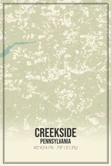 Retro US city map of Creekside, Pennsylvania. Vintage street map.