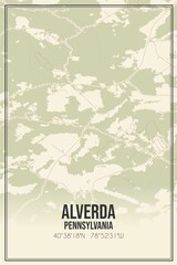 Retro US city map of Alverda, Pennsylvania. Vintage street map.