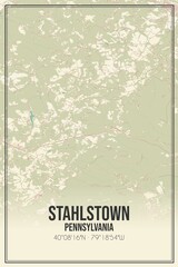 Retro US city map of Stahlstown, Pennsylvania. Vintage street map.