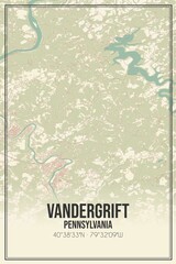 Retro US city map of Vandergrift, Pennsylvania. Vintage street map.