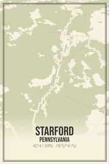 Retro US city map of Starford, Pennsylvania. Vintage street map.