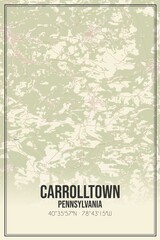 Retro US city map of Carrolltown, Pennsylvania. Vintage street map.