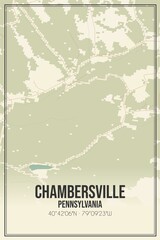 Retro US city map of Chambersville, Pennsylvania. Vintage street map.