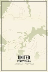 Retro US city map of United, Pennsylvania. Vintage street map.