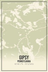 Retro US city map of Gipsy, Pennsylvania. Vintage street map.