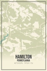 Retro US city map of Hamilton, Pennsylvania. Vintage street map.